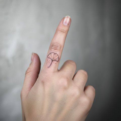 Fine Line Ginkgo Tattoo