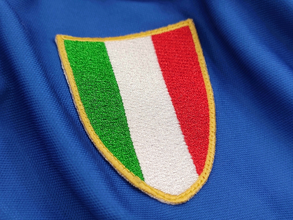 Italy’s national soccer jersey logo in the traditional blue color.