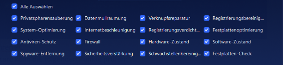 Advanced Systemcare kann die folgenden Punkte prüfen