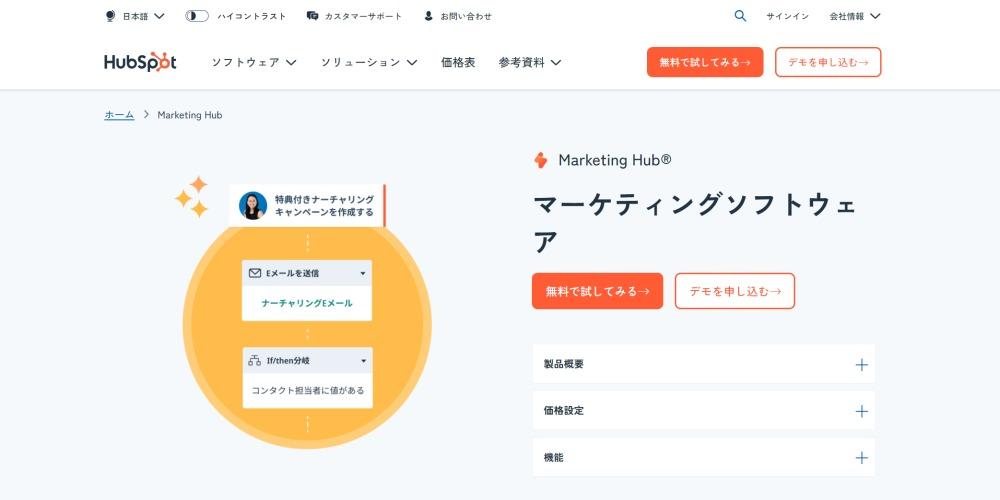 HubSpotが提供するMA Marketing Hub