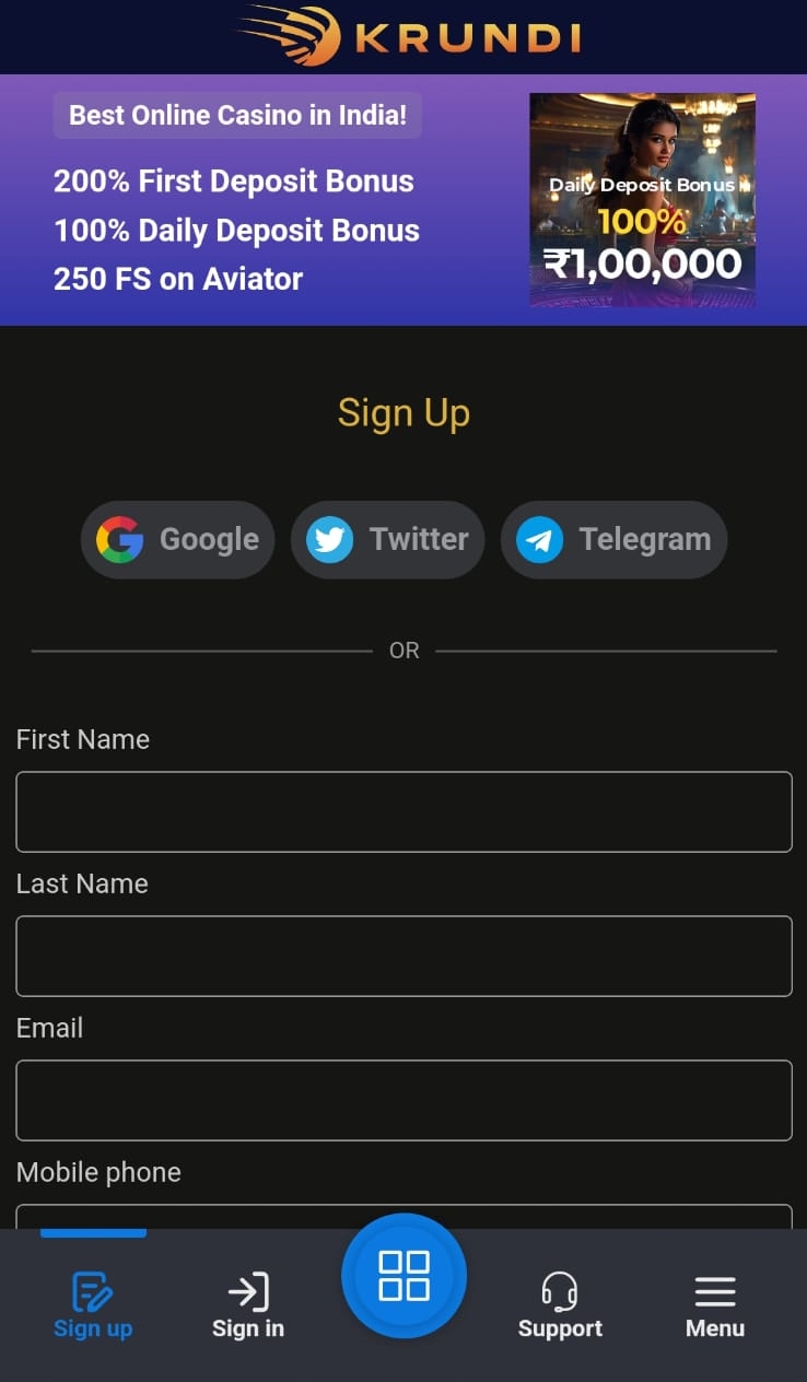 Krundi registration form