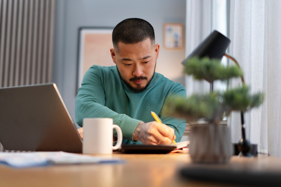 A man working with focus 