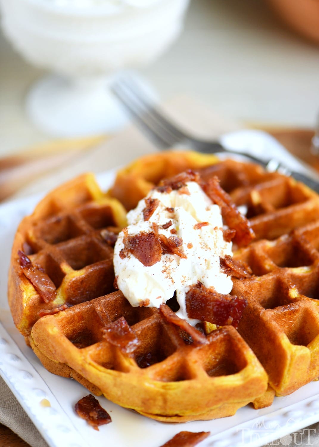 pumpkin spice maple bacon waffles side