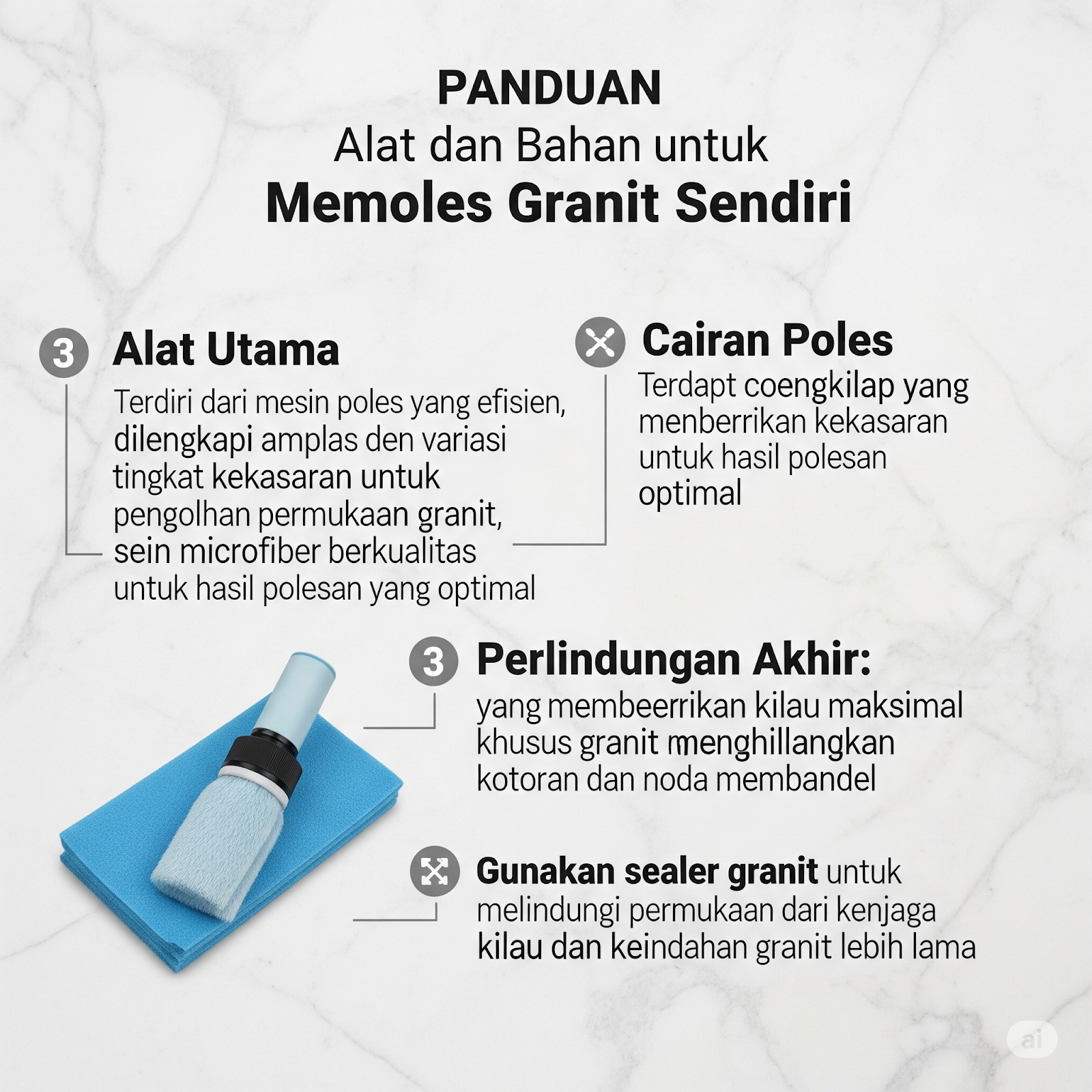 Peralatan dan Bahan untuk Poles Granit Sendiri