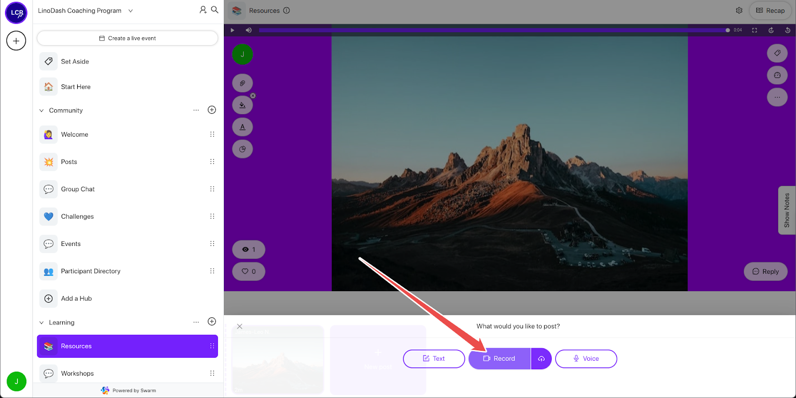 video recording in swarm community