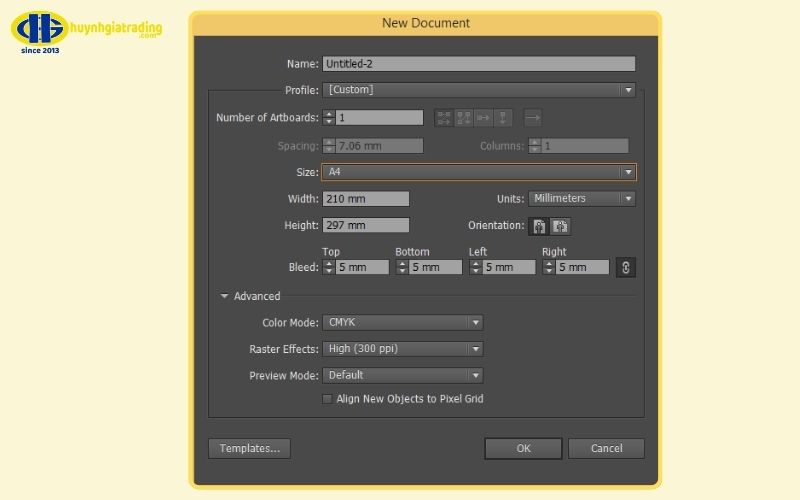Cách tạo khổ giấy A4 trong Photoshop