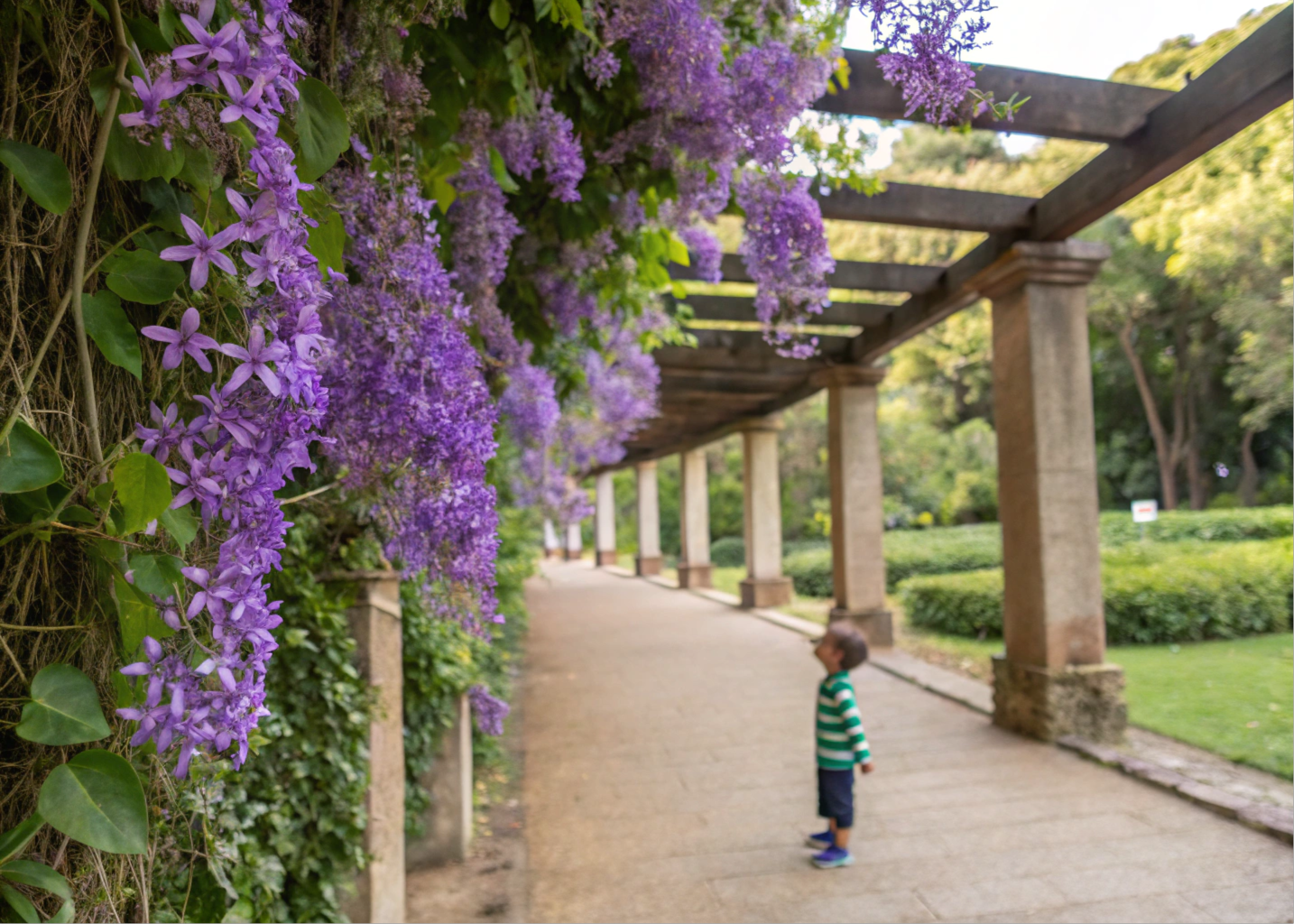 Flor-de-São-Miguel cobrindo uma pérgola no jardim