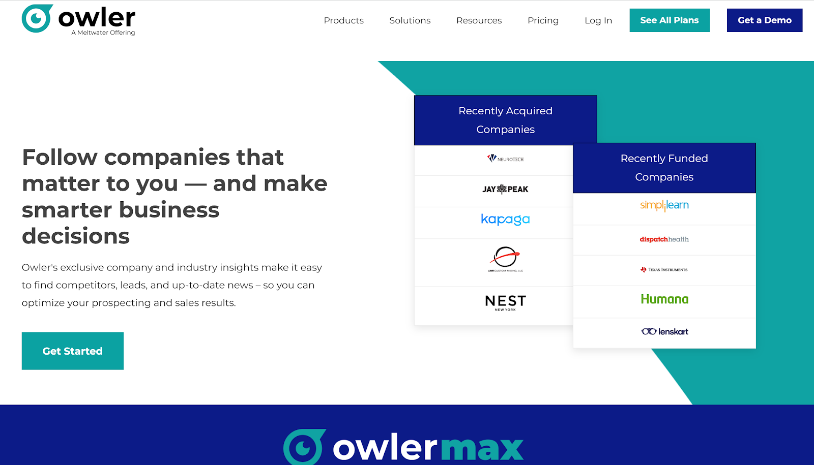 Owler Landing Page