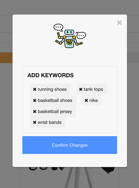 Figure 5. Ensuite, nous avons entré une demi-douzaine de mots clés pour générer une base de données remplie de vêtements de basket-ball.