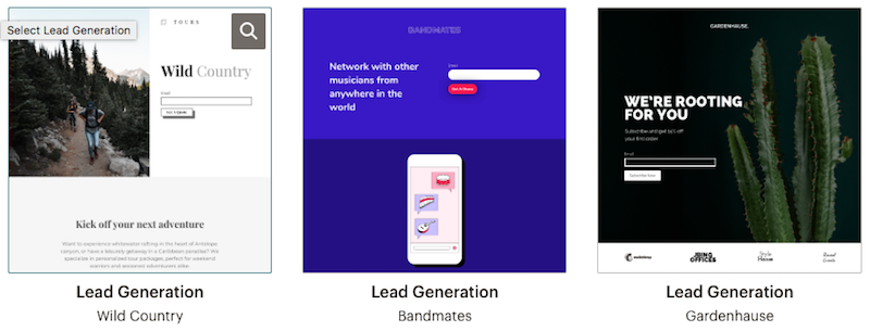 lead generation-pages de renvoi-modèles