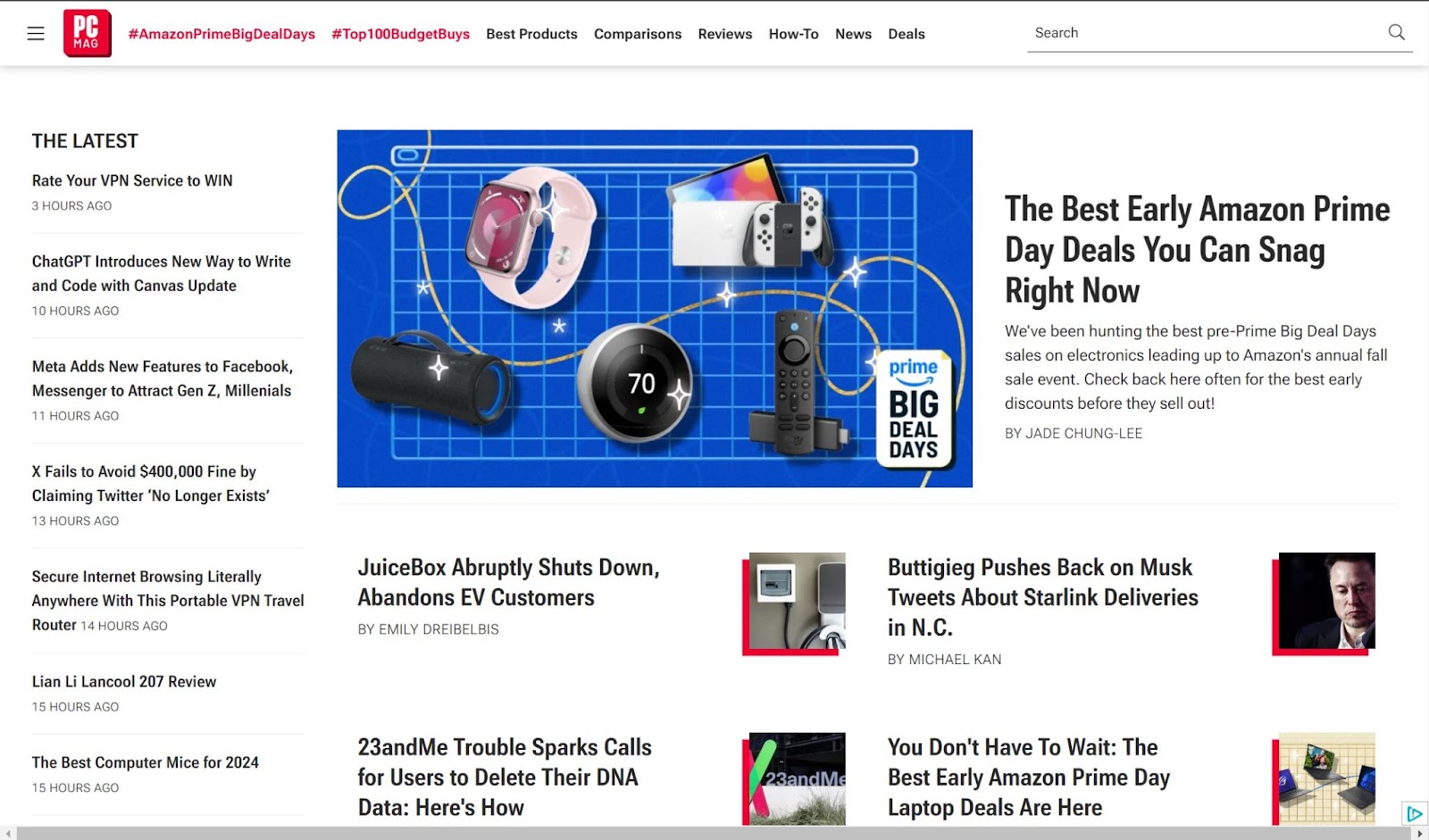 Screenshot of PCMag website