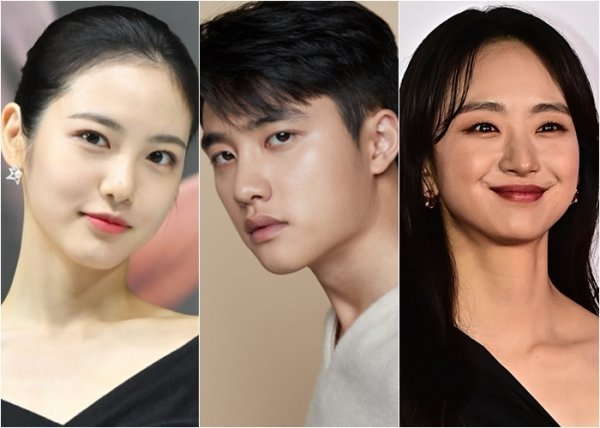 This contains an image of EXO's Do Kyung Soo, Won Jin Ah, and Shin Ye Eun 