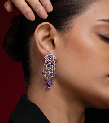 Chandelier Long Eardrops with Tanzanite | CKC Jewellers Online