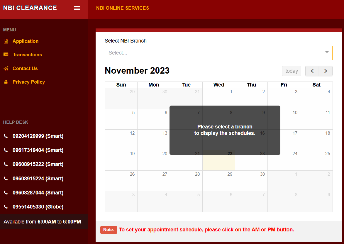 option to schedule your nbi appointment by choosing new date 