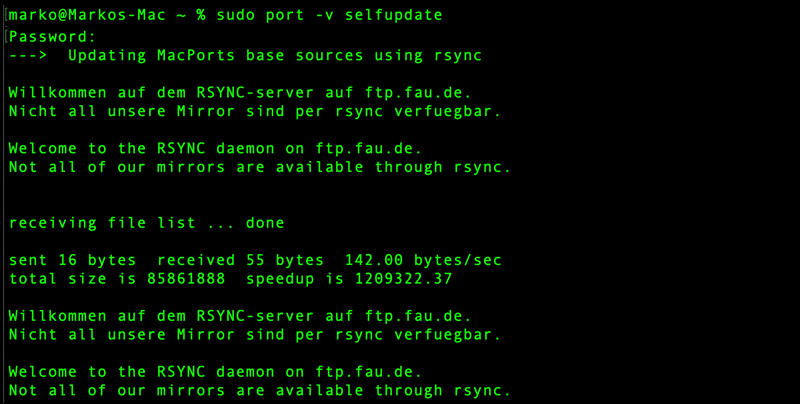 Updating MacPorts on Mac.