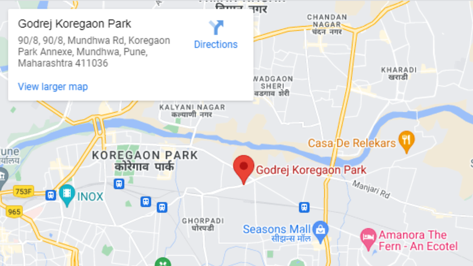 Godrej Millennium Koregaon Park location map.