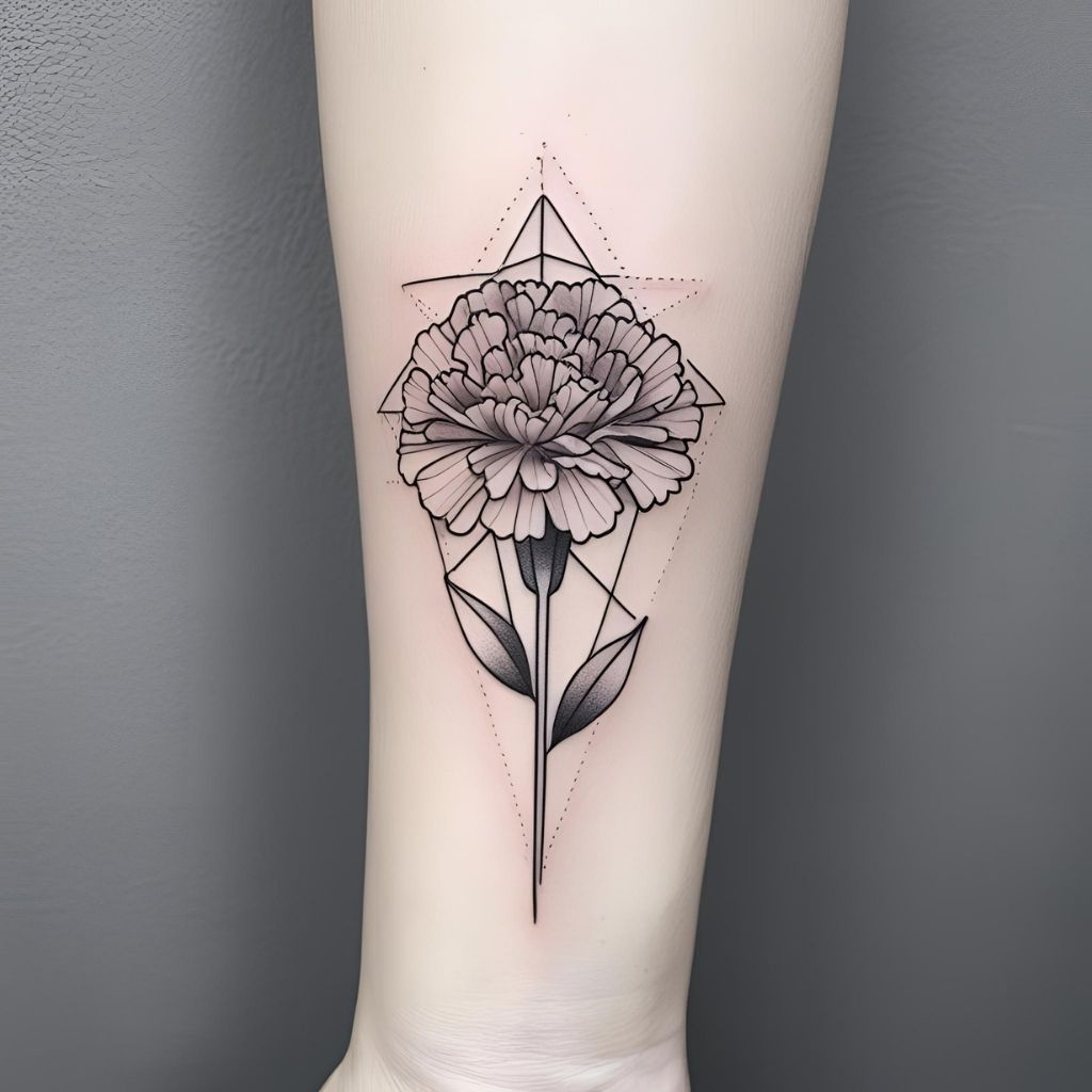 Geometric Carnation Tattoo
