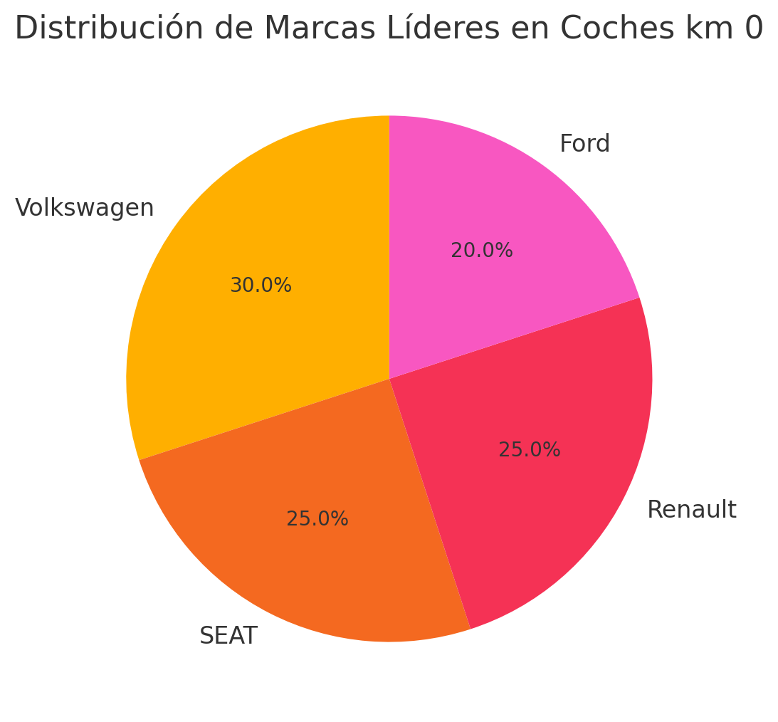 Distribución de marcas líderes en coches km 0