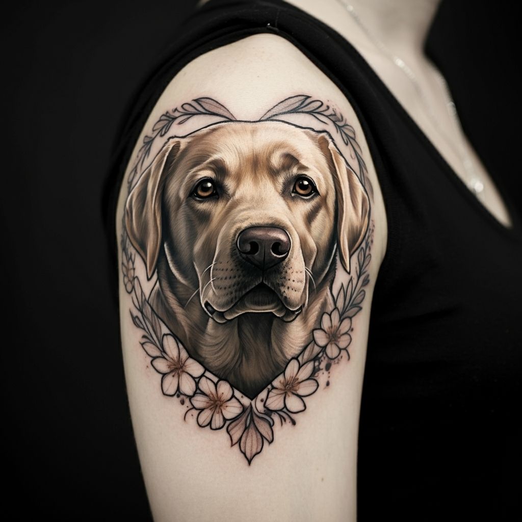 Labrador with a Heart Tattoo