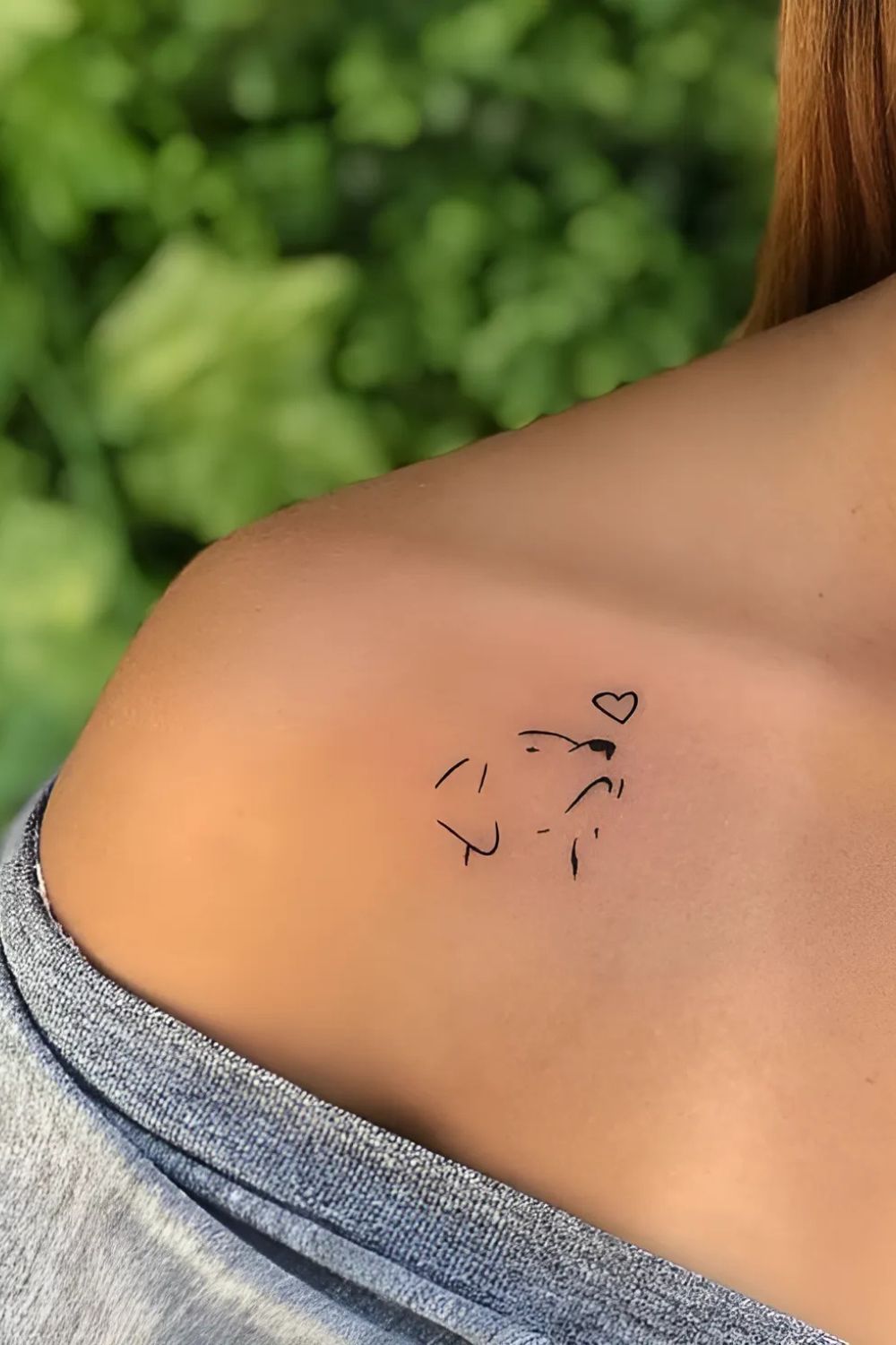 Outline-Only Front Shoulder Tattoo