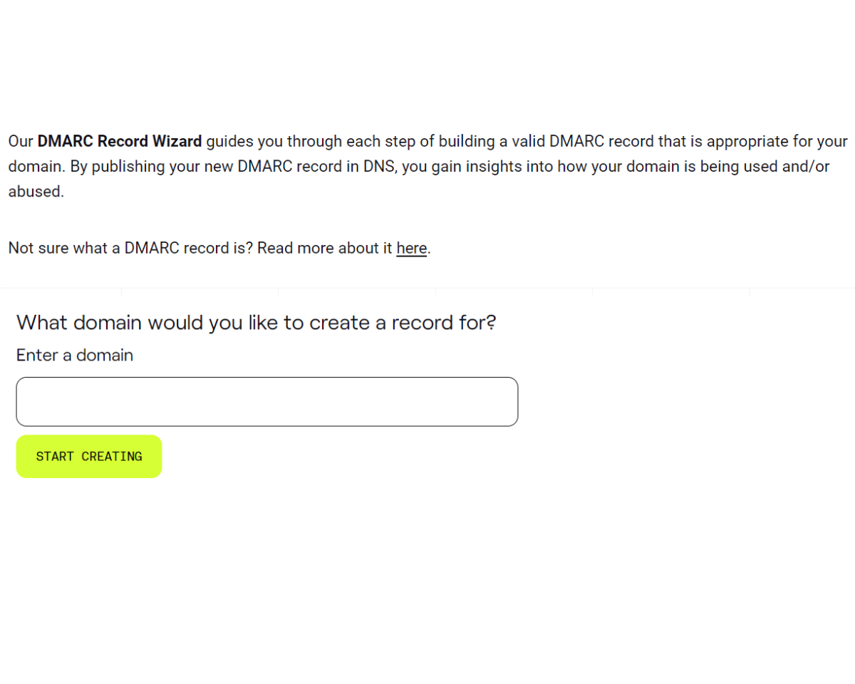 choose a DMARC record wizard 