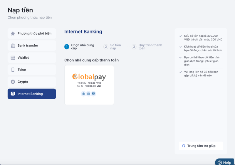 thanh toán với Internet Banking