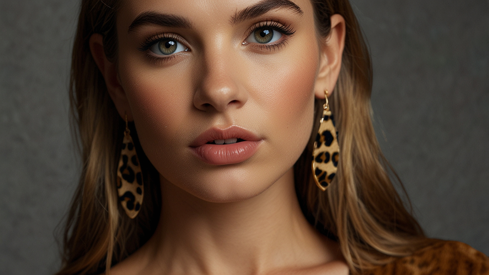 Belle Noel Leopard Suede Earrings Linear