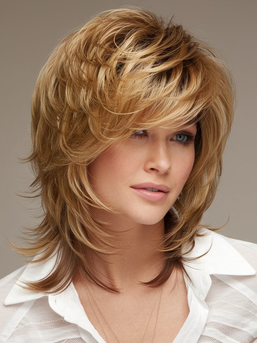 34. Layered Golden Blonde Hairstyle