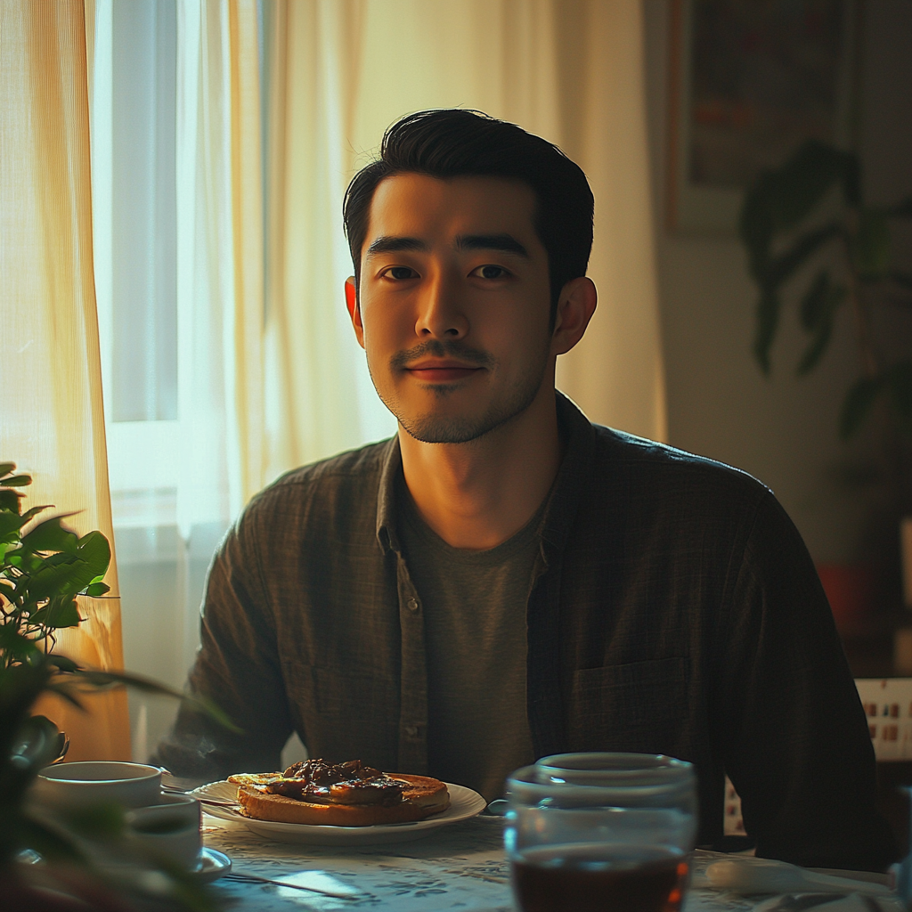 A man sitting at the breakfast table | Source: Midjourney