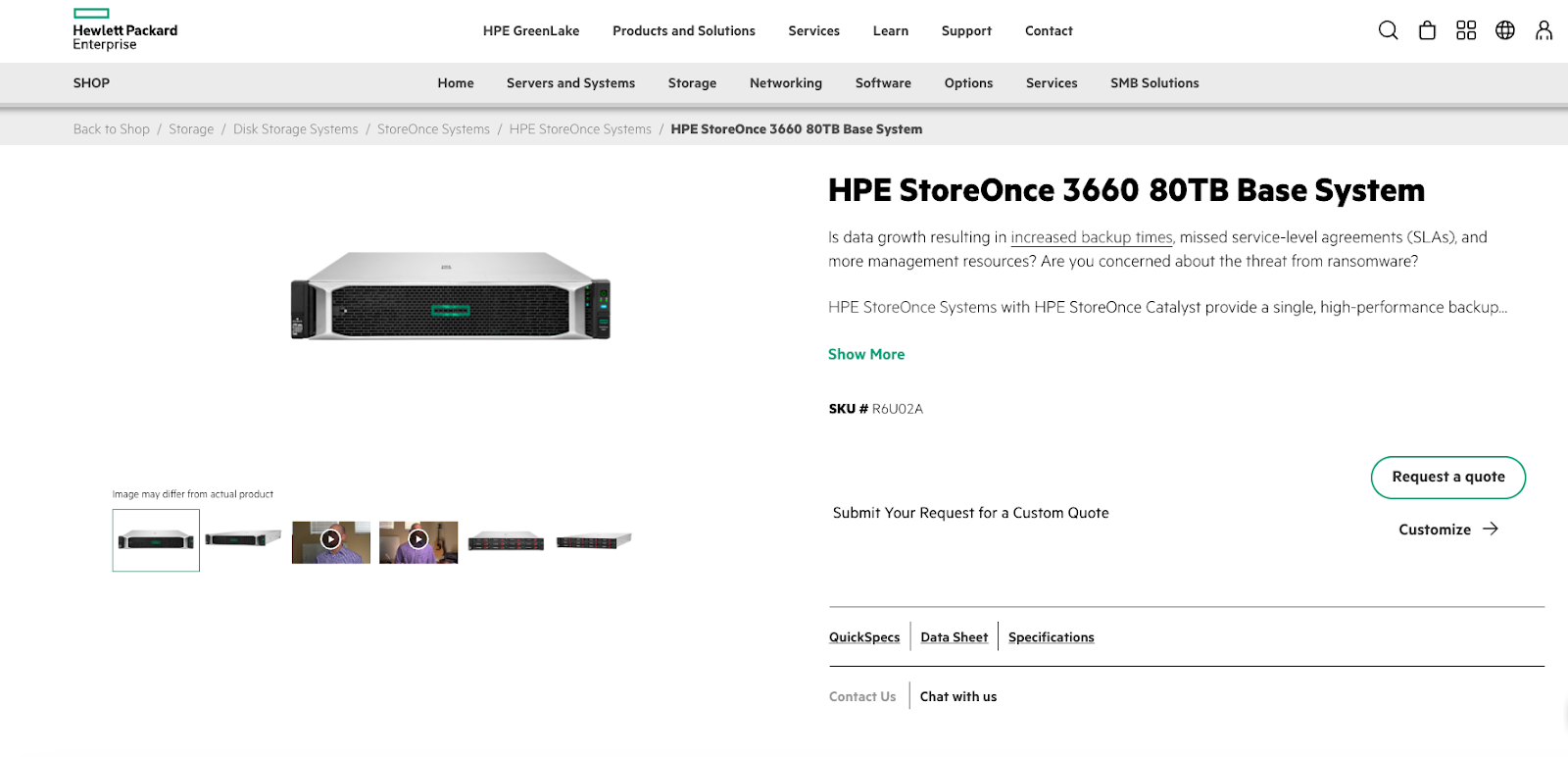 Screenshot of HPE StoreOnce 5650 - Best backup device for large-scale deployments.