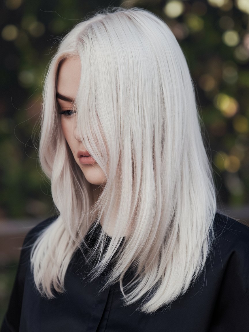 10. Ombre Platinum Long Straight Cut