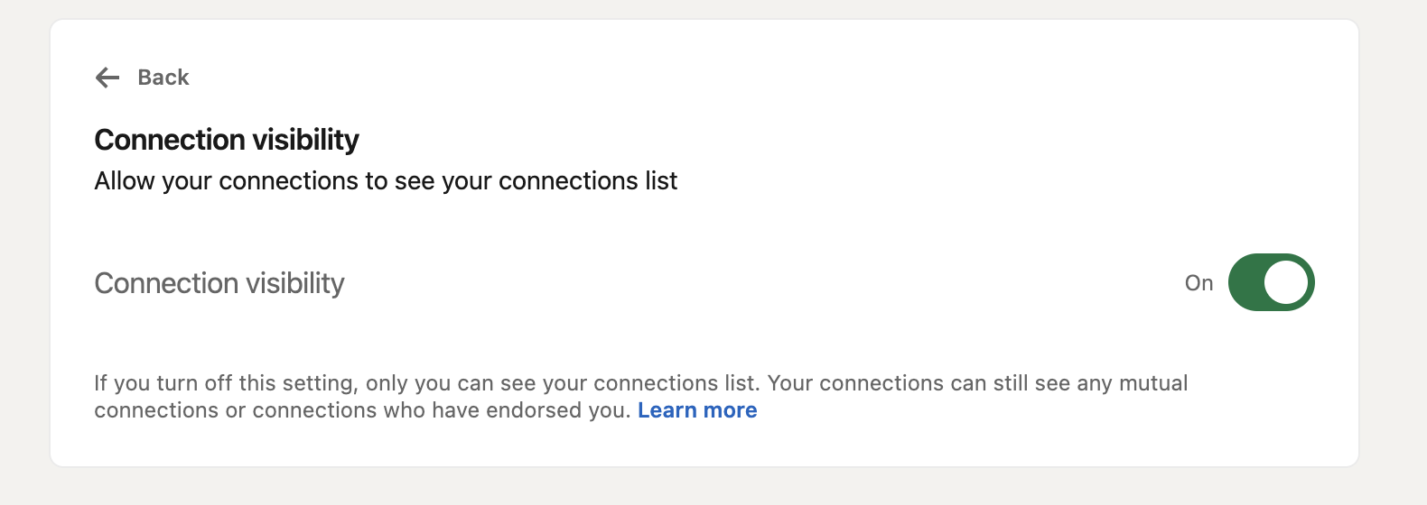 Hide your connections - LinkedIn features