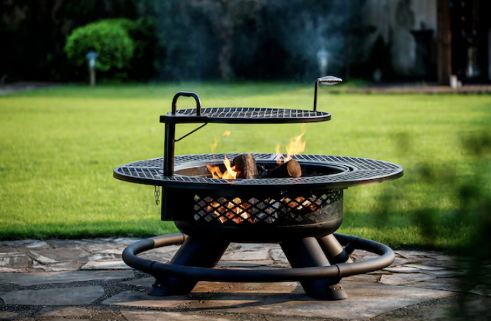 Master Forge Rancher 47.24-in W Black Steel Wood-Burning Fire Pit at Lowe’s