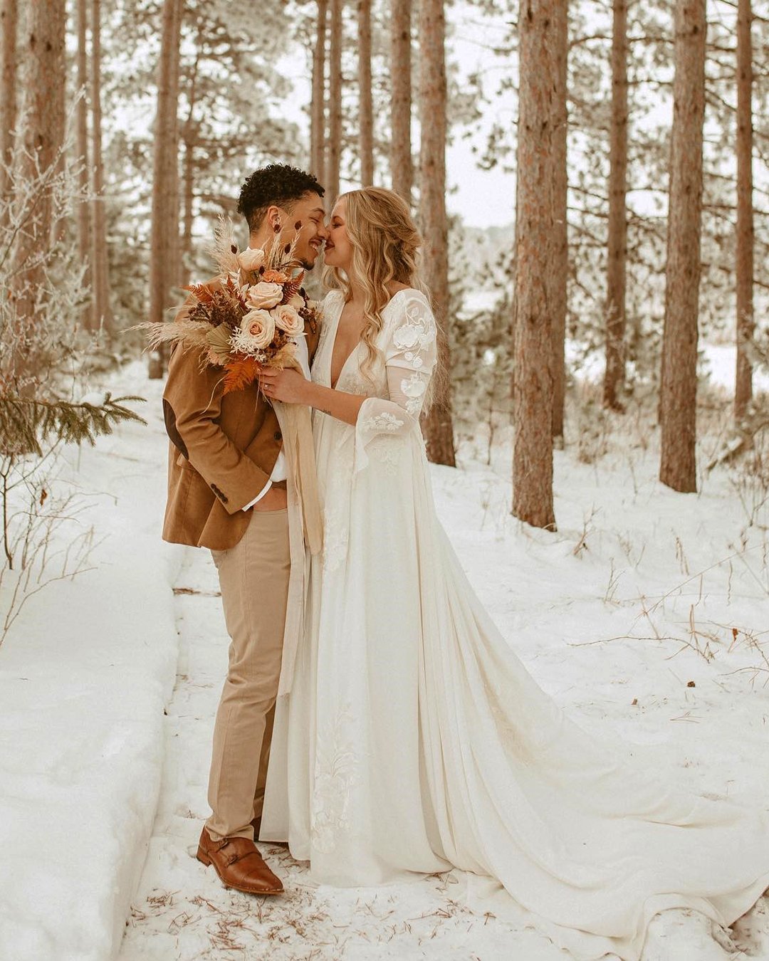 boho winter bridal dresses with sleeves floraandlane