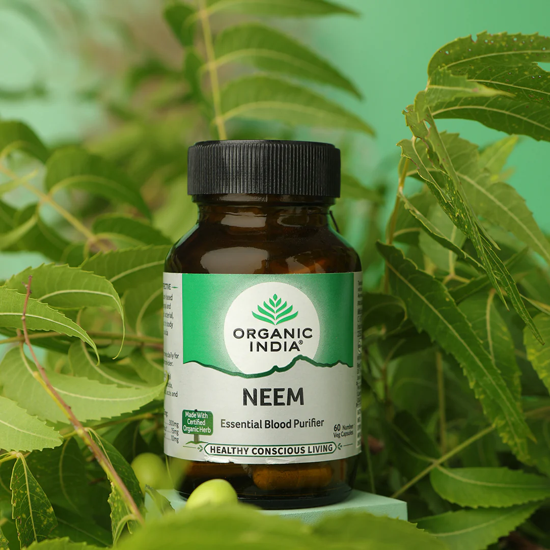 Buy Ayurvedic Neem Tablets for Immunity and Skin Health - Image of Organic India Neem Capsules