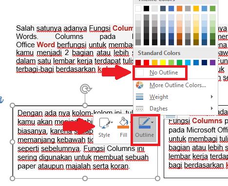 pilih “Outline” kemudian klik “No Outline”