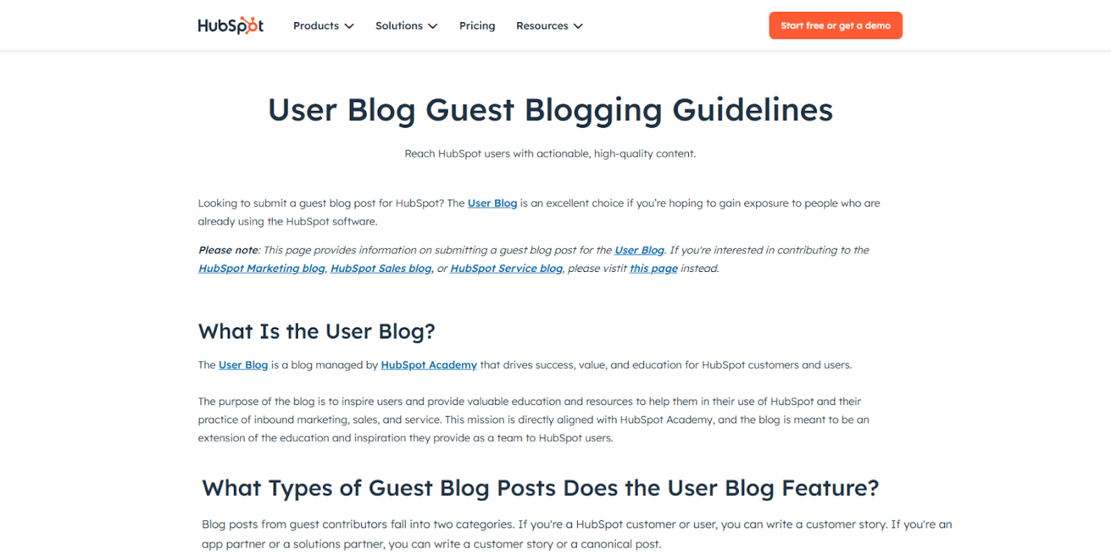 Screenshot of HubSpot’s guest blogging feature, illustrating influencer outreach as a strategy for off-page SEO.