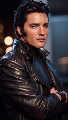 This contain a picture Ylvis  in a black leather jacket 