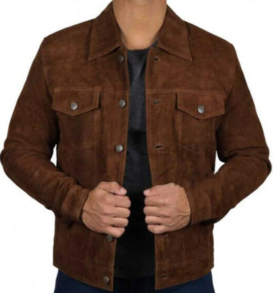 Radiix Brown Suede Aviator Leather Jacket