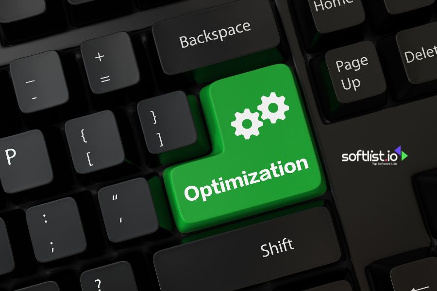 Green "Optimization" key on a black computer keyboard.