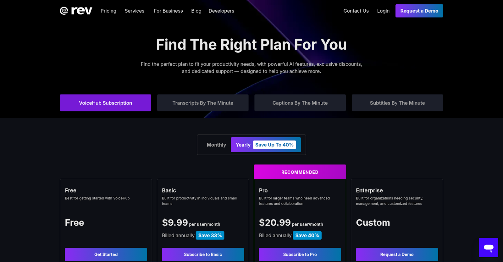 Rev pricing plans