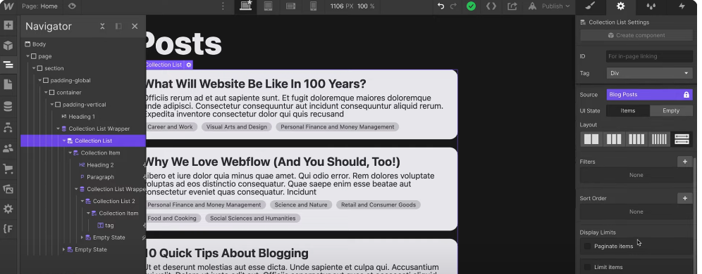 Apply CMS Nest Attributes to the Parent Collection List-axiabits