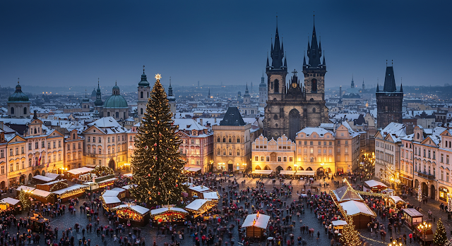 Celebrate Christmas in Prague with its stunning Old Town Square market, towering Christmas tree, and iconic landmarks like Charles Bridge and Prague Castle covered in snow." These titles and descriptions are optimized for SEO and provide clear, engaging information about each destination.