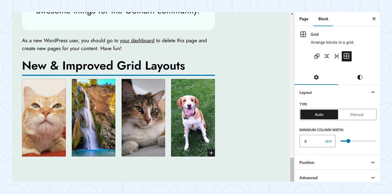 Grid layout with Auto type