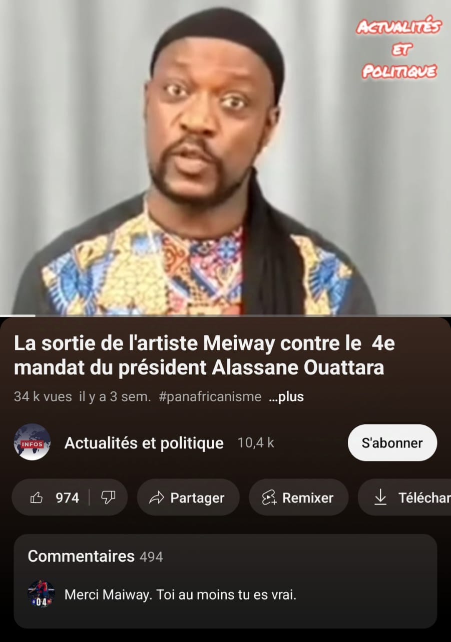 Le chanteur Meiway a-t-il critiqué une éventuelle candidature en 2025 du Président ivoirien Alassane Ouattara ?