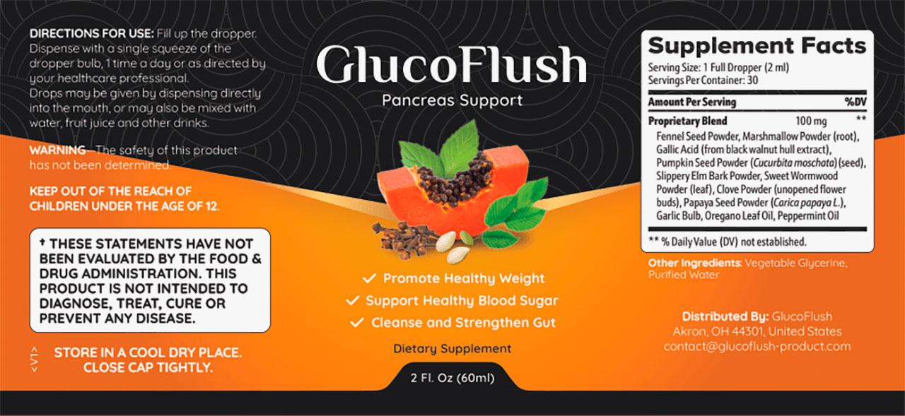 GlucoFlush Supplement Facts