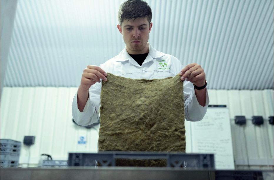 An engineer of an innovative building materials examines its innovative insulation properties