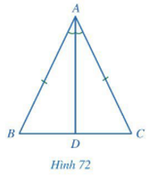 BÀI 7: TAM GIÁC CÂNKhởi độngCâu hỏi: Hai thanh giằng của cầu Long Biên bắc qua sông Hồng ở Thủ đô Hà Nội (hình 68) gợi nên hình ảnh tam giác ABC có sự đối xứng và cân bằng. Tam giác ABC như vậy gọi là tam giác gì?Đáp án chuẩn:Tam giác cân.I. Định nghĩaBài 1: Trong hình 69, hai cạnh AB và AC của tam giác ABC có bằng nhau hay không?Đáp án chuẩn:AB = AC.II. Tính chấtBài 1: Cho tam giác ABC cân tại A, tia phân giác của góc A cắt cạnh BC tại D (hình 72)a. Hai tam giác ABD và ACD có bằng nhau hay không? Vì sao?b. Hai góc B và C có bằng nhau hay không? Vì sao?Đáp án chuẩn:a) ΔABD =ΔACDb) B=C.III. Dấu hiệu nhận biếtBài 1: Cho tam giác ABC thỏa mãn B=C. Kẻ AH vuông góc với BC, H thuộc BC (hình 74)a. Hai tam giác BAH và CAH có bằng nhau hay không? Vì sao?b. Hai cạnh AB và AC có bằng nhau hay không? Vì sao?Đáp án chuẩn:a) ΔAHB=ΔAHC b) Bằng nhauBài 2: Cho tam giác ABC cân tại A. Qua điểm M nằm giữa A và B kẻ đường thẳng song song với BC cắt AC tại N. Chứng minh tam giác AMN cân.Đáp án chuẩn:Δ AMN cân tại A.IV. Vẽ tam giác cânV. Bài tập