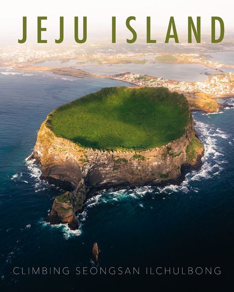 This contains an image of the cover of jeju island, featuring an island in the middle of the ocean