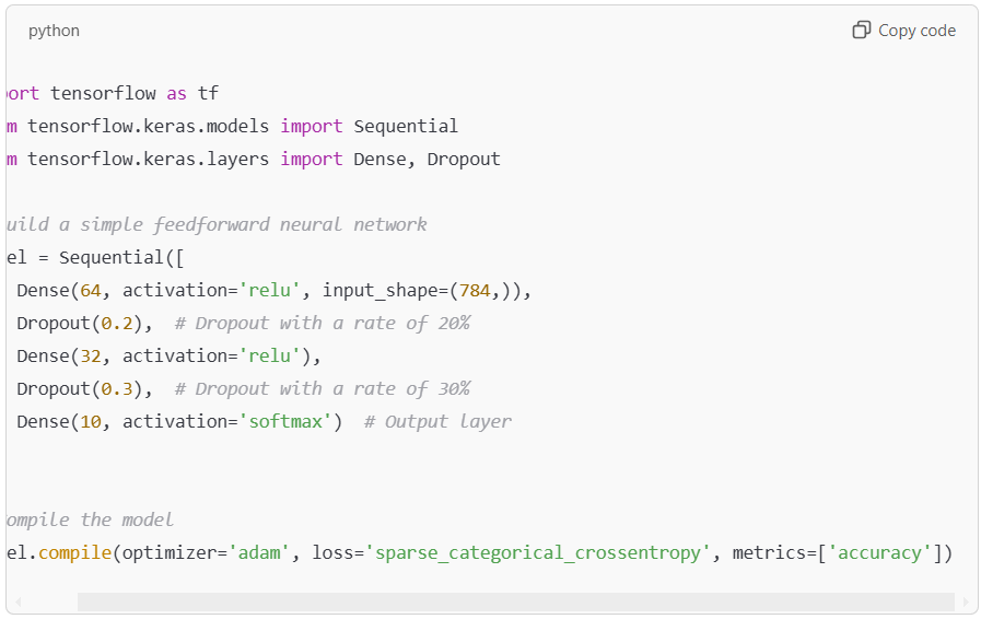 Example code for dropout in Keras with TensorFlow 